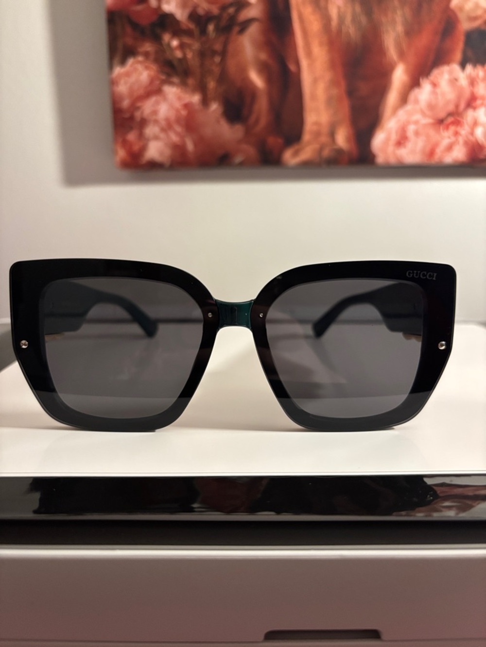 (Inspired)NEW!! Gucci Black Square Women's Sunglasses with Dark Lenses